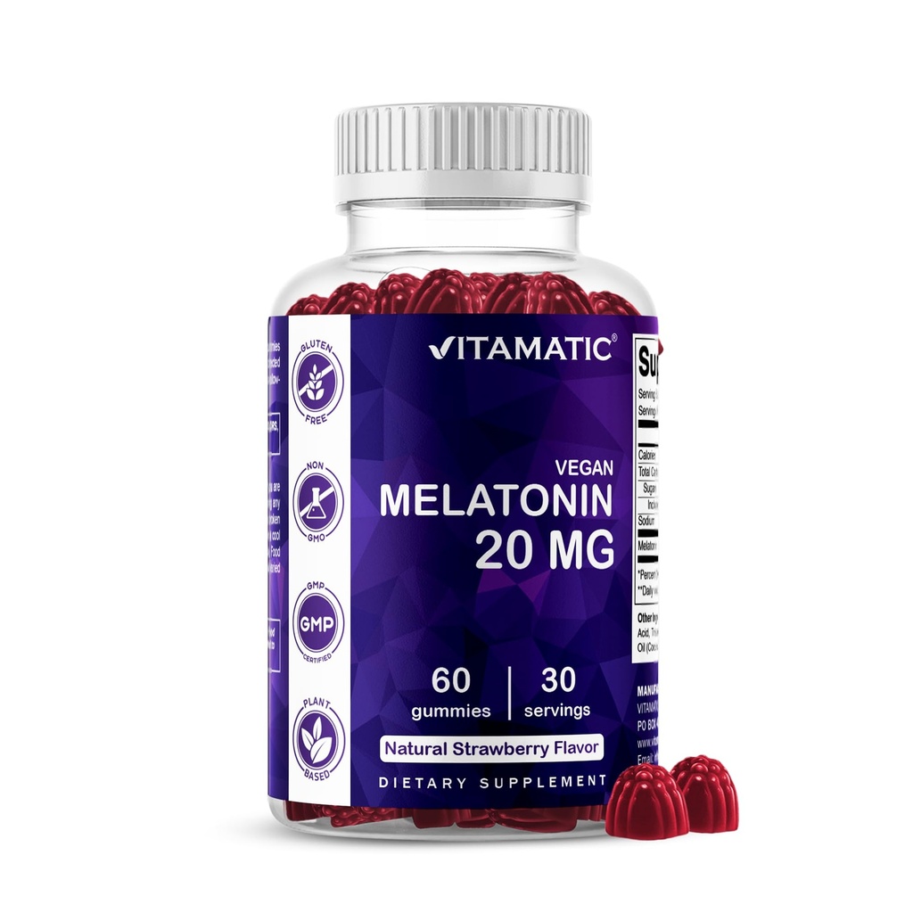 成人维他命的Melatonin 20 mg Gummys, 30名服务者 - 60名计数 - 非哈比人构成补充