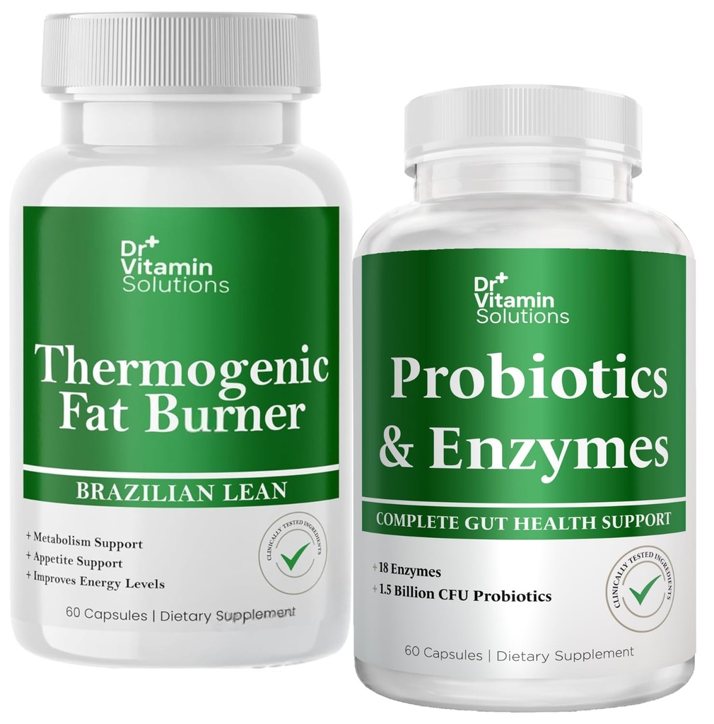 DR VITAMIN SOLUTIONS 热致性脂肪燃烧剂和增生剂 带有预生素的消化酶,用于消化健康,为妇女和男子提供集体救济 - Bundle 90 Caps