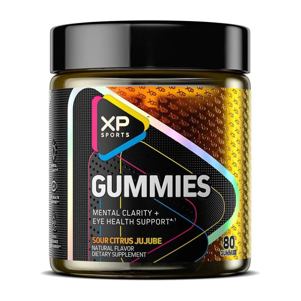 性能运动 Gummys – 精神清晰和眼睛健康支持,Sour Citrus Jujube Flavor,认知焦点和视觉护理补编,80 Gummys