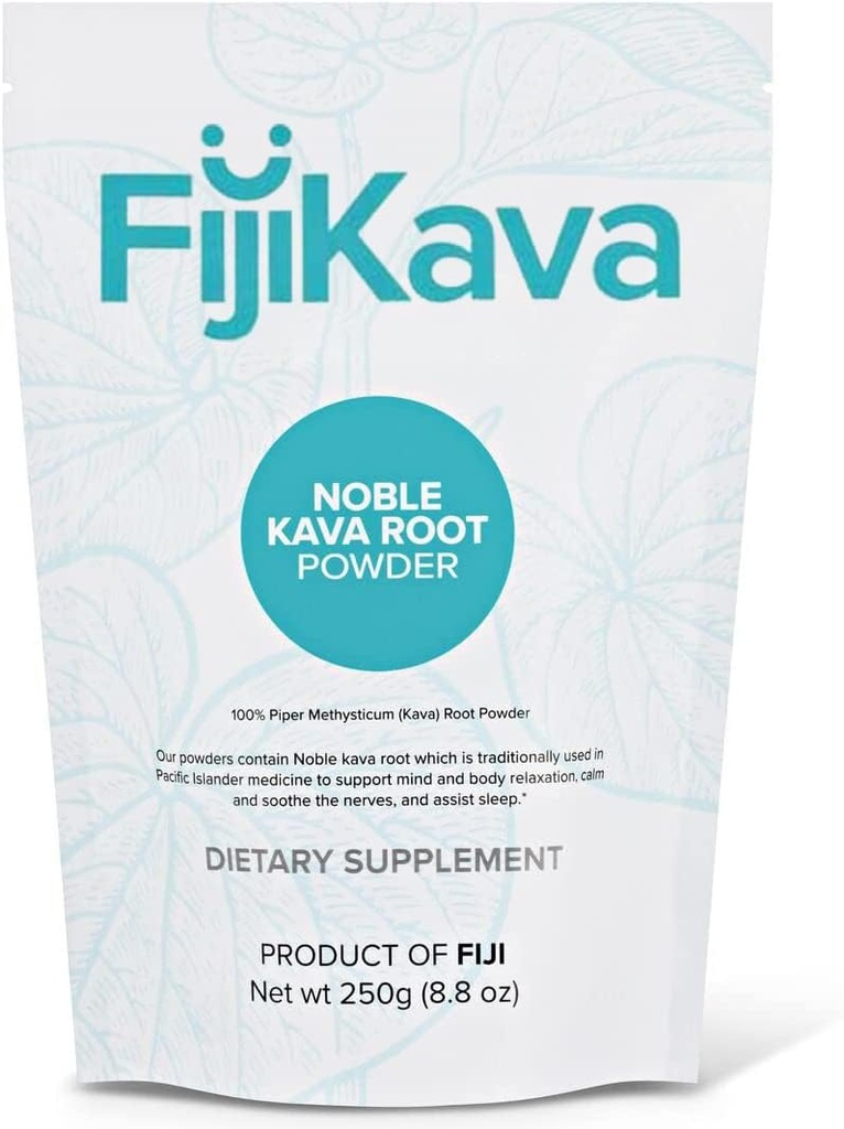 FijiKava Instant Kava Kava粉 250g – Premium Kava根粉含有高卡瓦肯酮含量 – 自然放松援助促进冷静,缓解压力,以及睡眠支持 – 轻松混合
