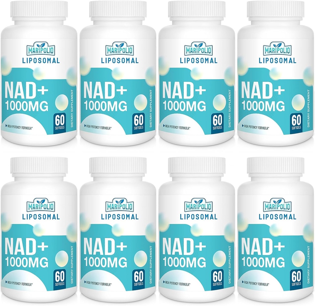 Liposomal NAD+ Supplement 1000 mg → 最高NAD Pontecy → 最大吸收 → 纯NAD Supplement → 能源和DNA修复,老化防御,大脑功能 → 480软胶