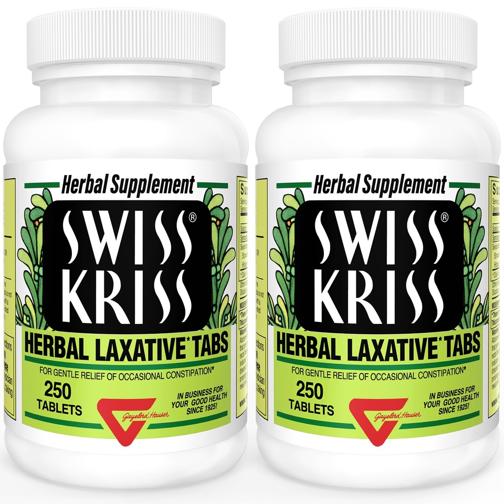 瑞士 Kriss 草药性平板药,用于便秘救济的天然平板药,Senna Laxative,250个平板药,(2页)