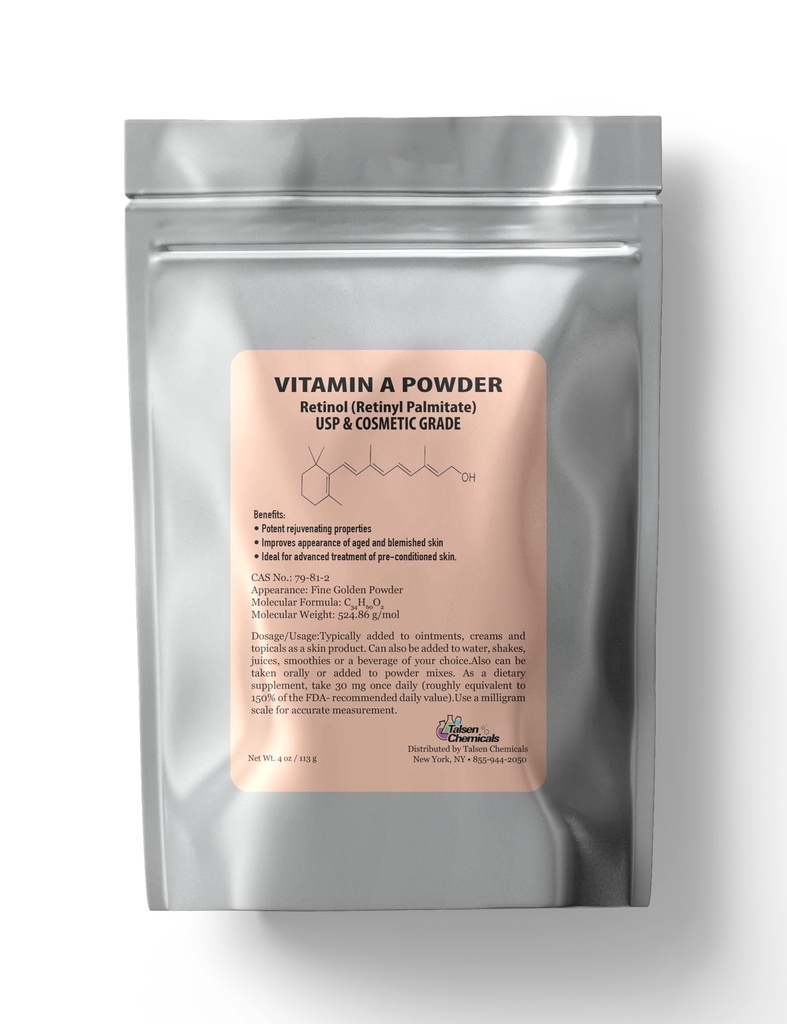 维生素A 白粉 白粉 白粉 白粉 白粉 水溶性维生素A USP & 化妆品级(4 oz. / 113格拉姆)