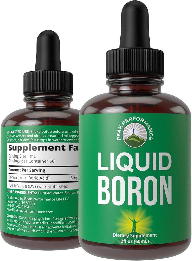 男女液态硼补充剂. 矿於美国. Vegan + Ionic Trace 矿物投放,生物利用率高的骨骼,联合健康. 零糖,无苦味. Boron 综合补编