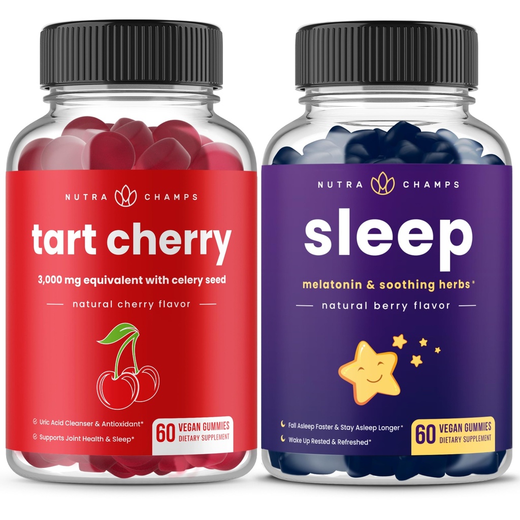 NutraChamps Tart Cherry & Sleep Gummys Bundle 完成肌肉和睡眠支持