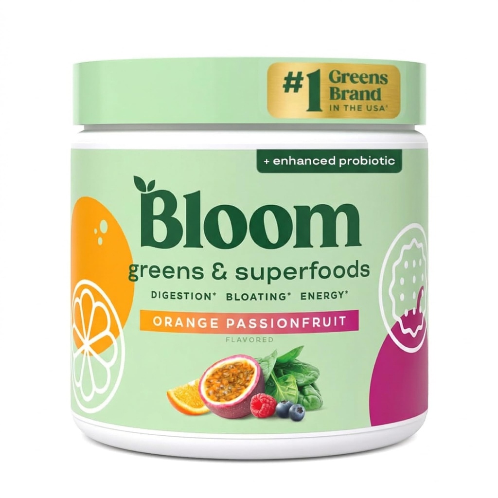 布鲁姆营养超食品 绿皮粉 带亲生药和预生药的消化酶 古特健康(Gut Health) Bloating Relief for Women, Chlorella, Juice Mix w/Beet Root Powder, 30 SVG, 橙香果