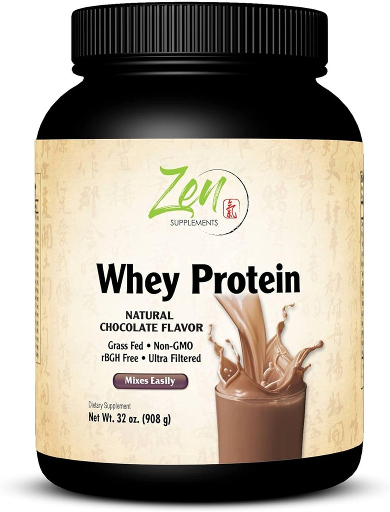 Zen辅料 - 有机草药 惠蛋白 19g Per service Keto Friendly - 巧克力 32 Oz-粉