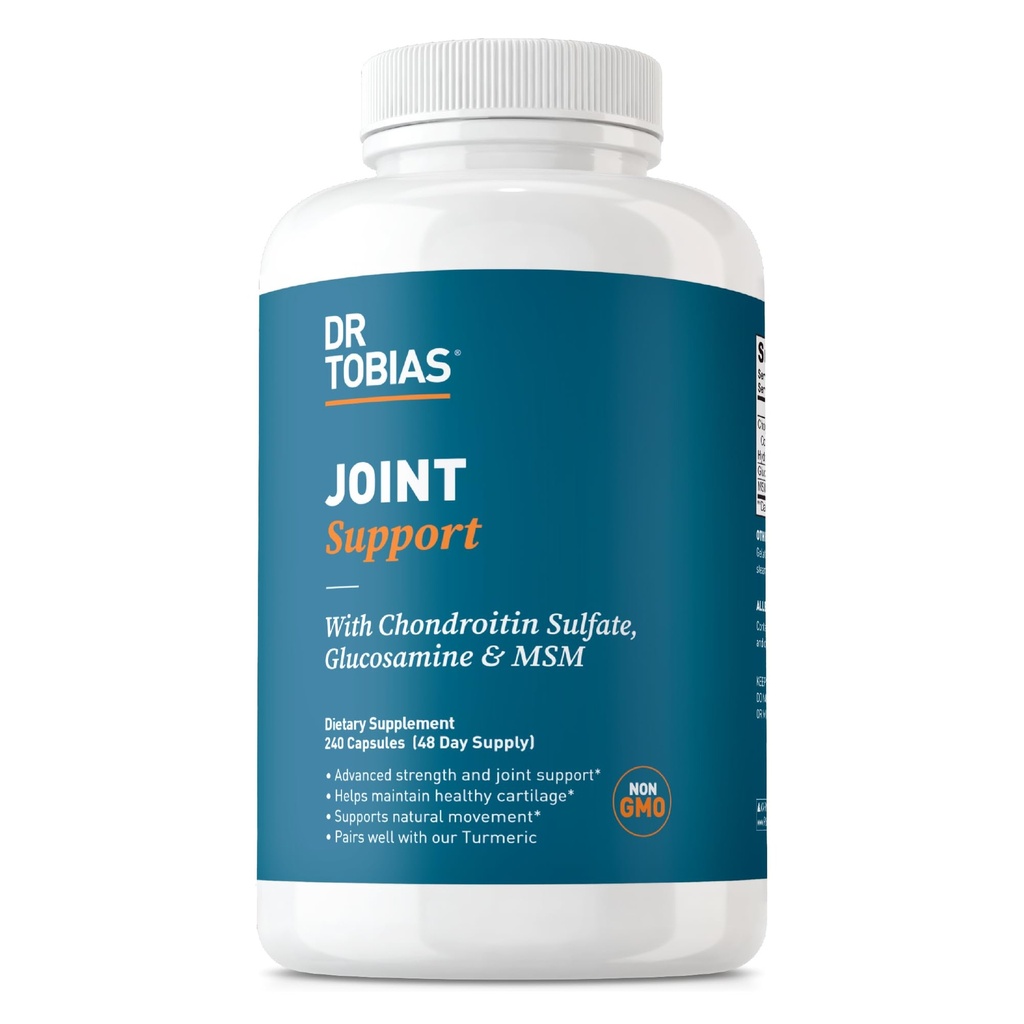 Tobias博士与Glucosamine Chondroitin MSM联合支助补编,支持连接组织、功能和灵活性、超强男女联合补编,240个卡普尔