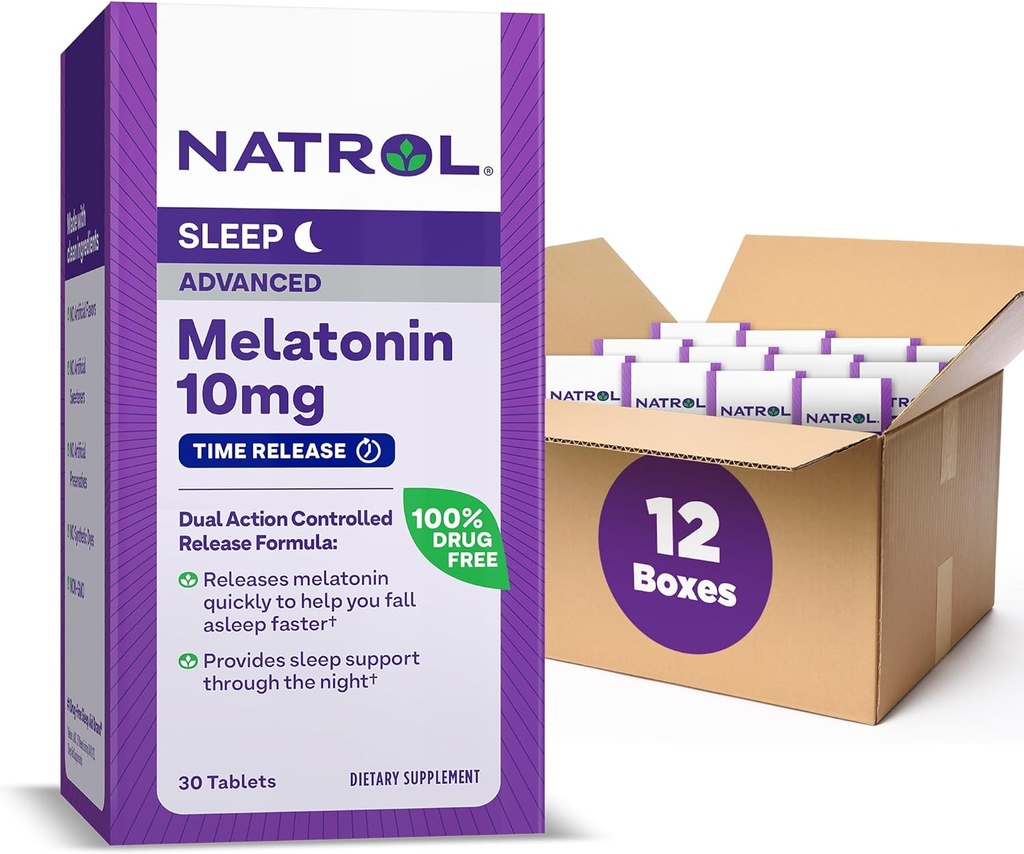 Natrol Advanced Sleep Melatonin 10mg, 休息的饮食补充, 时间释放 Melatonin 平板电脑, 30 时间释放平板电脑, 30日供应( 12页)