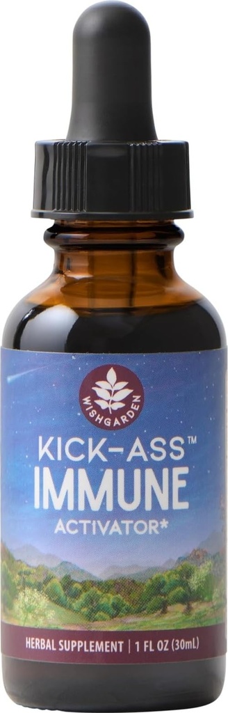 WishGarden Herbs Kick-Ass Immune Actionator - 草药豁免支助成年人、植物型Immune助推器和Immune Defense w/Echinacea & Goldenseal,快速豁免助推器,1oz