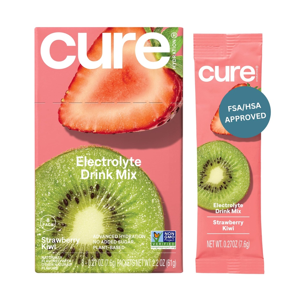 (原始内容存档于2018-09-21) (英语). Cure Hydrition QQ Electrolyte Drink Mix QX没有添加的糖 ++ 脱水救济粉 用椰子水制造 → Non-GMO → Vegan → 8 packets的盒子 - 草莓 Kiwi.