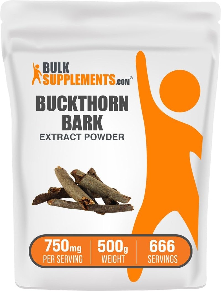 Bulk Assupports.com Buckthorn Bark 提取粉末 - Buckthorn Bark Powder, 草药补充 - Vegan & Gluten Free, 750mg / service, 500g (1.1磅) (Pack of 1)