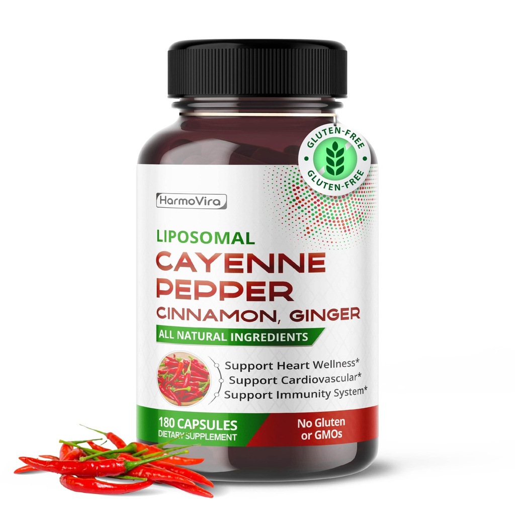 Liposomal Cayenne Pepper Cinnamon Ginger - 支持文摘健康,豁免 - 180天供应 - 在美国制造
