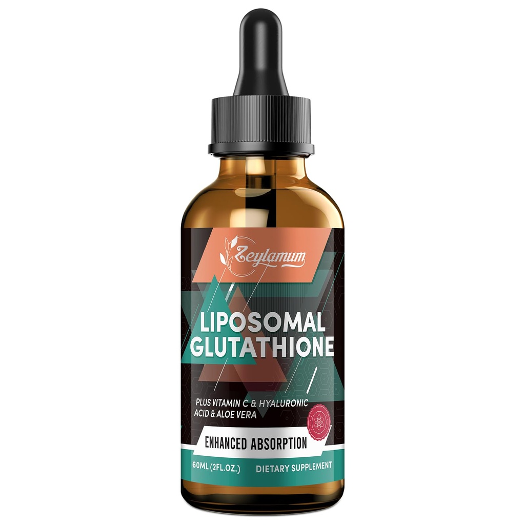 2000MG Liposomal Glutathione 液滴,超高吸附,自然解毒,免疫系统和皮肤苏普罗特*,L-Glutathione,维生素C和Hyaluronic酸,Capsules替代品,2.02 OZ