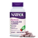 Natrol 快速溶解维生素D3 2,000 IU, 骨和联合健康膳食补充,骨支持补充,90平板,90天供应