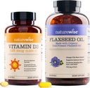 NatureWise Vitamin D3 5000iu(125 mcg) 1年健康肌肉功能供应,免疫支持有机软糖籽油 Max 720mg ALA QQ最高概率软糖油 Omega 3