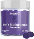 Droppels Men's multivitamin Gummys with Folic酸,维生素A, D, C, E, K, B6, B12, Biotin & More | Vegan, N-GMO & Pectin- Based | Fresh BlackBerry Flavor, 60 Counter.
