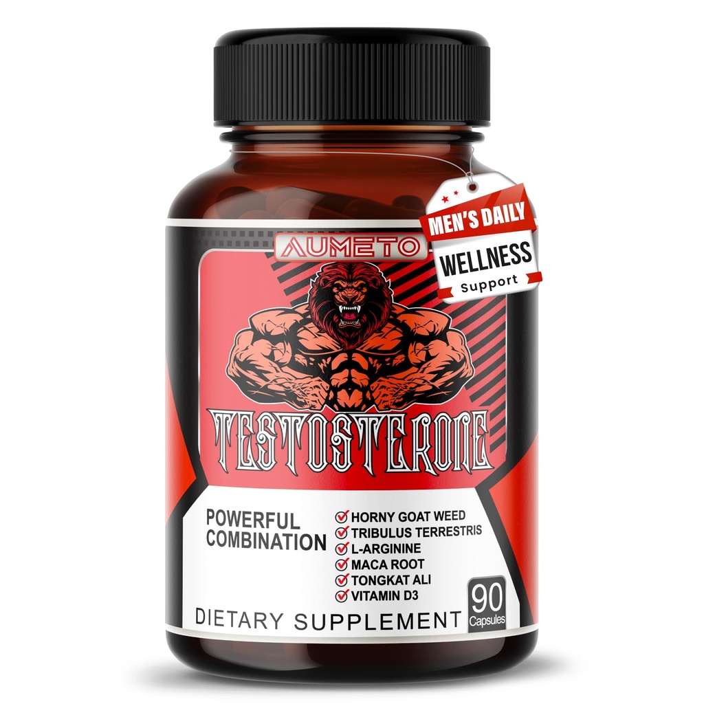 支持有Tribulus、Tongkat Ali、Maca Root、L-Arginine & Vitamin D3 – 90 Capsules的男性的生命和健康