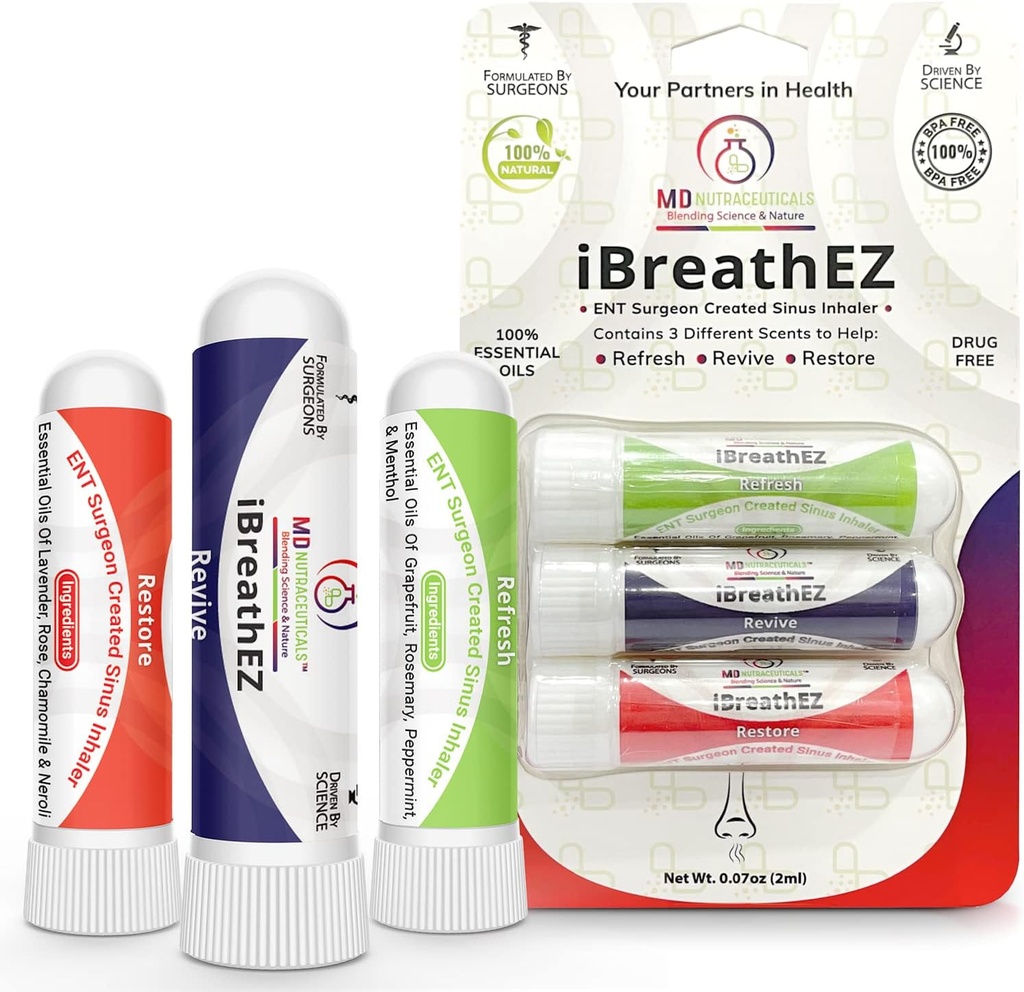 (iBreathEZ 鼻鼻鼻鼻鼻鼻鼻鼻鼻鼻鼻鼻鼻鼻鼻鼻鼻鼻鼻鼻鼻外科由ENT 外科医生用必需的油进行能源、压力、减速和冷或过敏减压(3包)设计)