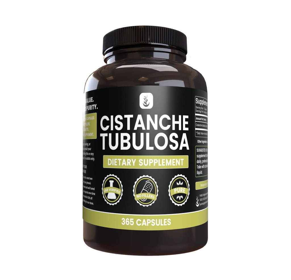 纯原始成份 Cistanche Tubulosa (365 Capsules) 无镁或水稻充料器, 永远纯净, 实验室验证