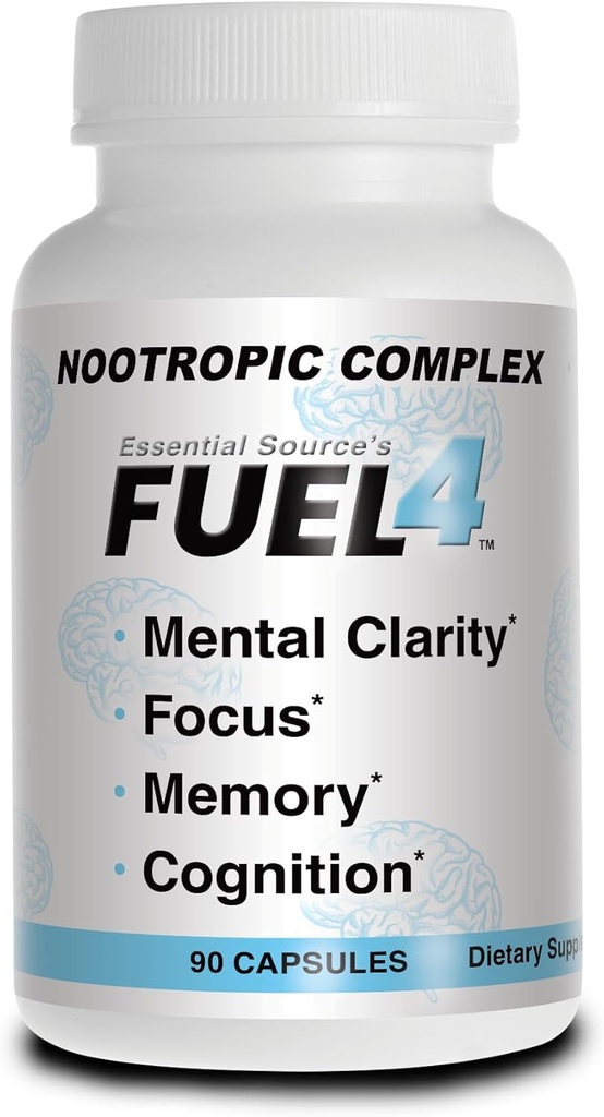 Fuel4 Nootropic Brain Support – Focus & Mindle Capsules with Vitamin D3, Ginkgo Biloba, Cognivia, Alpha GPC, DMAE & Huperzine A – 非GMO, 在美国制造 – 90 Veggie Capsules