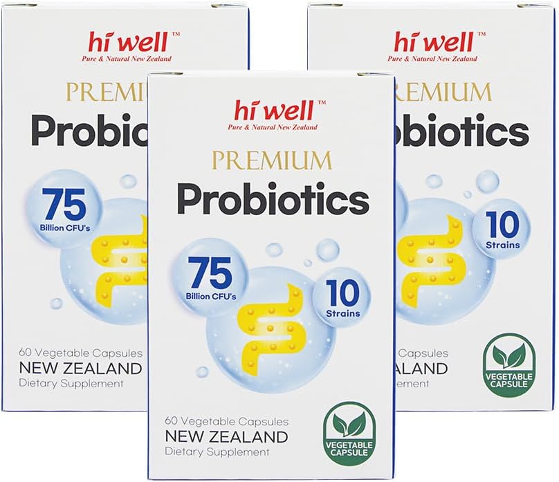 (Pack of 3) Hi Well Premium Probiotics 60 Vegetarian Capsules (英语).