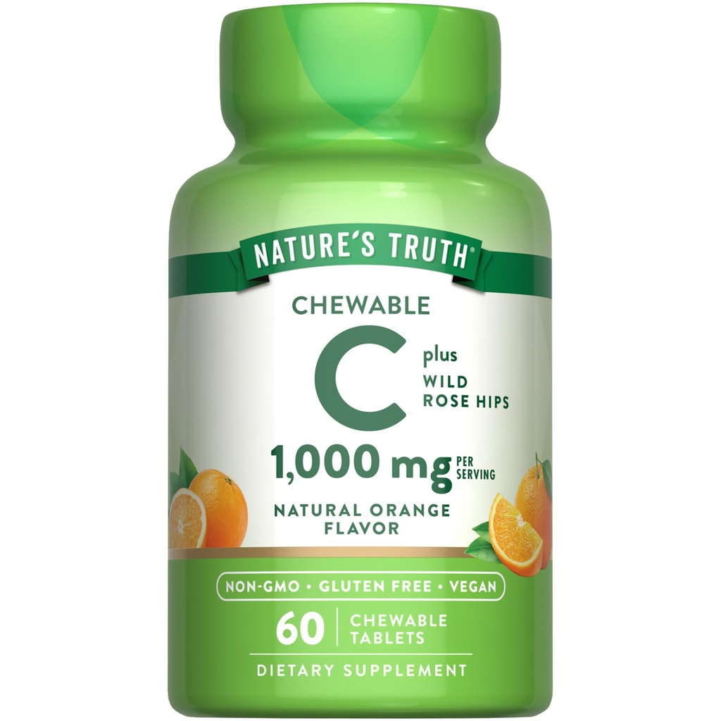 Nature's Truth Chewable Vitamin C with Rose Hips 1000 mg | 60 Tablets | Vegan, Non-GMO & Gluten Free Supplement 互联网档案馆的存檔,存档日期2013-12-02.
