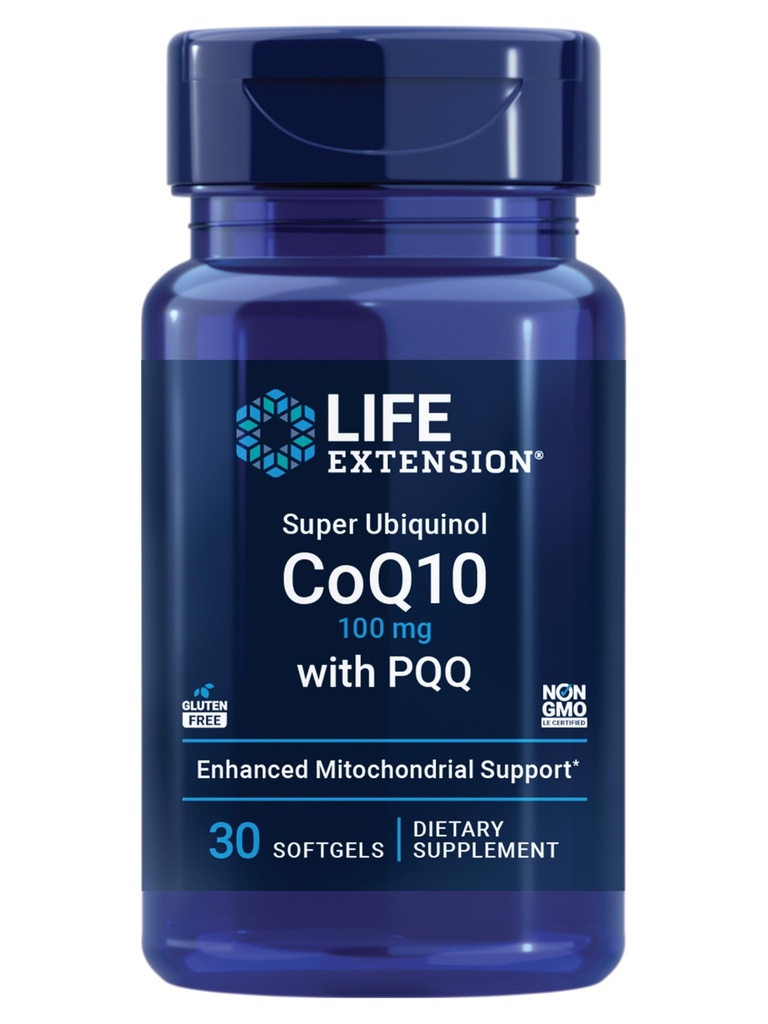 生命延长 Super Ubiquinol CoQ10 配有 PQQ, coenzyme Q10, pyrrorolominoline Quinone, 心脏健康补充, 最大吸收, 100 mg, 非GMO, Gluten-Free, 30软胶