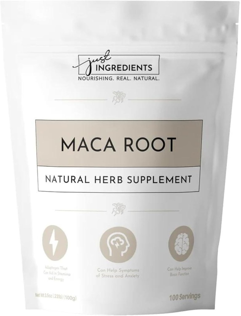 JUST INGREDIENTS Organic Maca Root Powder | 100 Servings | 100% Organic & Vegan Superfood | Supports Natural Wellness and Hormonal Balance | No Artificial Additives