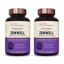 现场意识KSM-66 Ashwagandha 补编 Theanine & AlphaWave - Zenwell Everyday 压力缓解,认知,脑健康 - Ashwagandha for Men and Women - 60 Capsules (2-Pack) (英语).