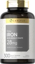 Carlyle Easy Iron Supplement for Women and Men 28mg | 300 Capsules |作为 Ferrous Bisglycnation | 非GMO 和 Gluten free 的卡莱尔易铁补充 | 28mg | 300 Capsules |作为 Ferrous Bisglycnation | 非GMO 和 Gluten free 的