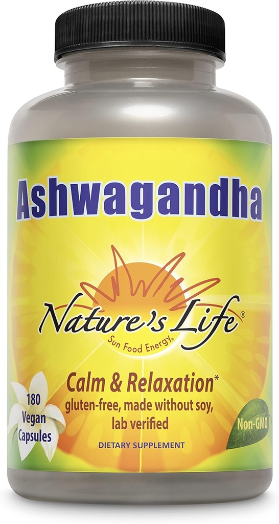 自然生命 Ashwagandha Capsules 2,100 mg, 纯 Ashwagandha 放松根提取、偶尔减轻压力和睡眠支持, Vegan Ashwagandha 补充品, 45 服务品, 180 Capsules