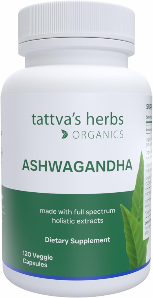 Tattva的草药有机阿斯瓦甘达卡普勒斯补充,2个月供应,120个Veggie卡普勒斯