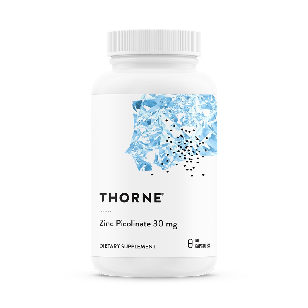 THORNE - 锌皮化30毫克 - 生长和免疫功能井溶锌补充剂 - 促进健康皮肤和眼睛* - 第三方认证 - 葡萄糖、乳制品和无豆类 - 60头