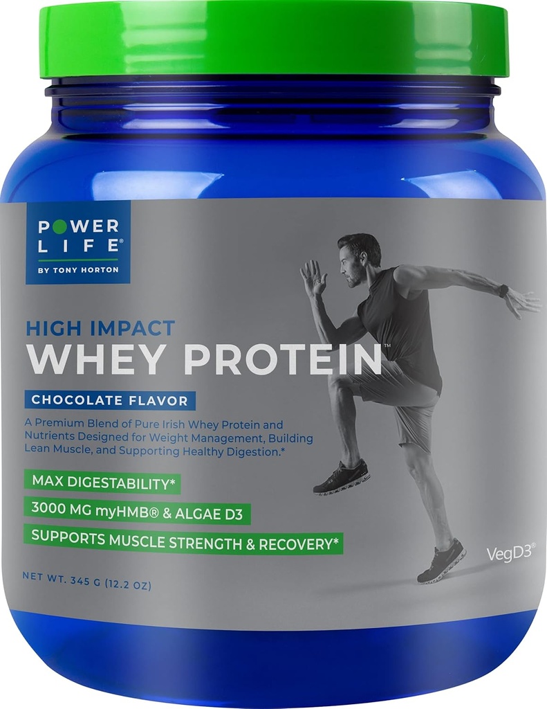 POWERLIFE Tony Horton 高影响草药 Whey蛋白,配有3000MG的HMB,无糖添加,非GMO,Hormone和抗生素免费,15种服务(焦油)