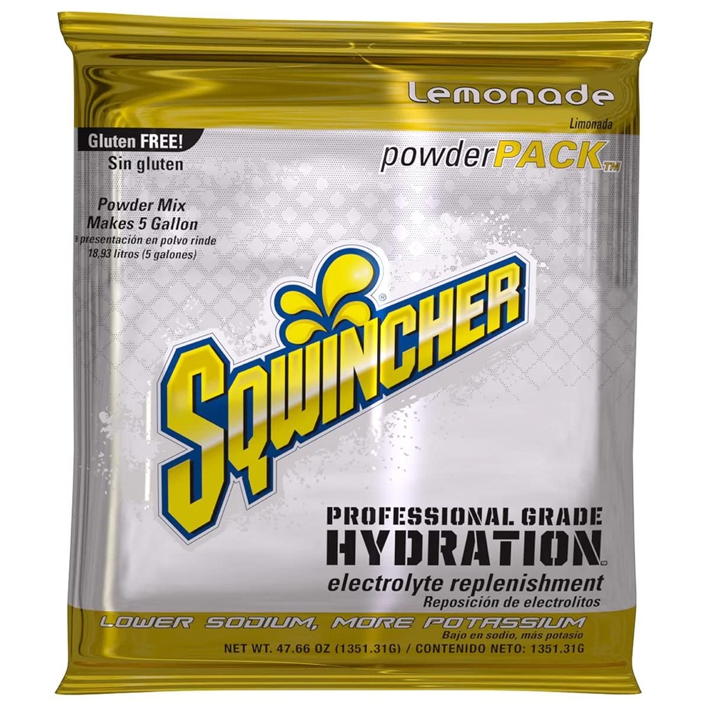 Sqwincher 粉末包装 柠檬汁 火焰 低卡路里 低钠 电解液 水分 水分 水分 5 Gallons 水分 QQ 47.66 oz包 (16包)