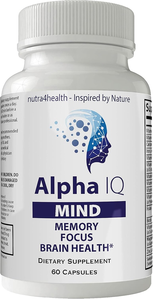 Alpha IQ Mind Brain Focus Memory Pro Mind Complex Mind Tech Nootropic 原著: Nutra4Health Mindtech Brain Booster 补充 60 Capsules