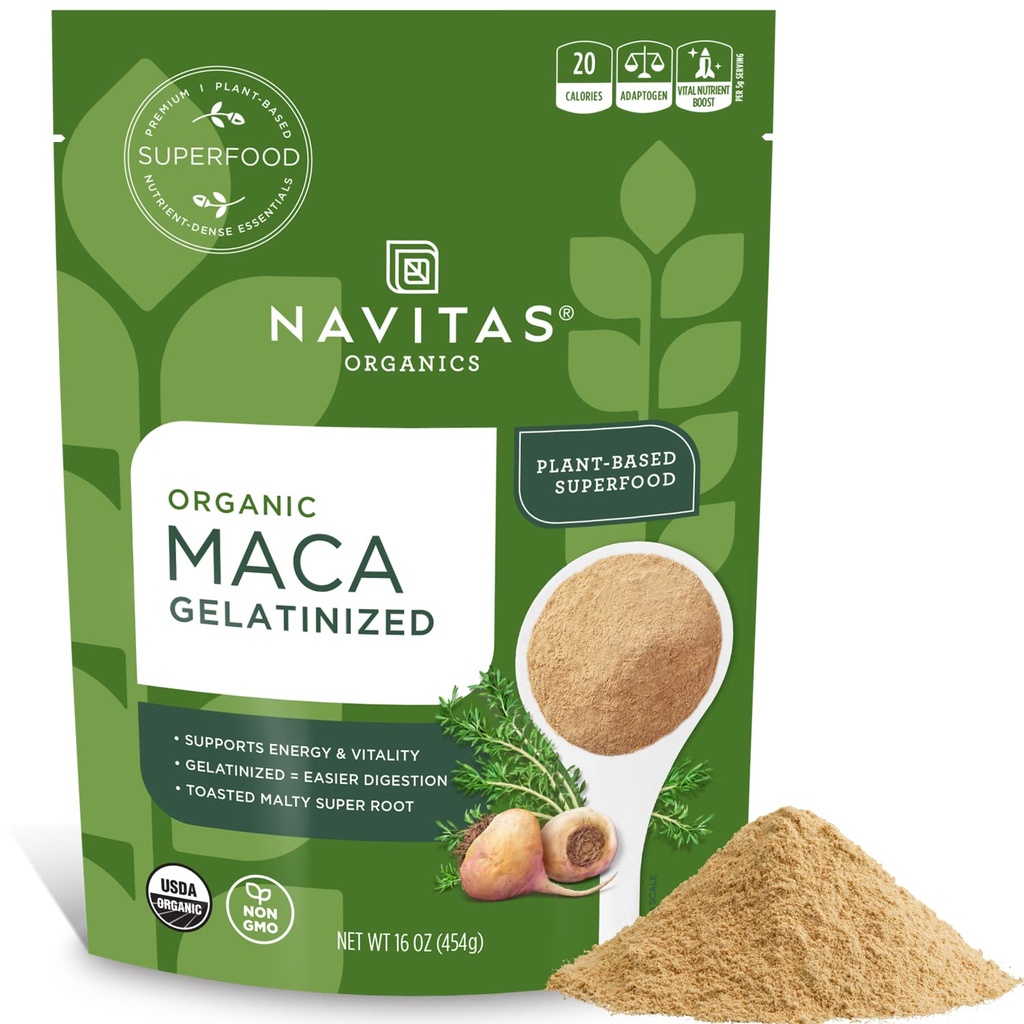 Navitas Organics Maca Gelatinized Powder, 16 oz. Bag, 90 Servings — Organic, Non-GMO, Glluten-Free (Pack of 1)