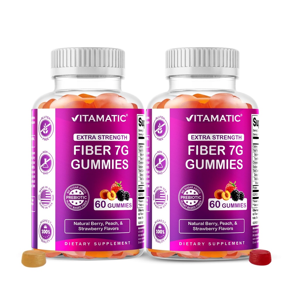成人的维他命先生纤维 – 2 Pack(总计120 Gummys) 7g Fiber / 服务 → 额外力量 → 零糖 添加 → 佩克丁基 → 消化健康和规律支持