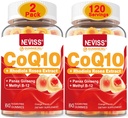 NEVISS 无糖 CoQ10 用维生素B12 1000mcg,罗迪奥拉·罗萨和帕纳克斯·金森提取,维生素B6,Coenzyme Q10 补充,2 Pack