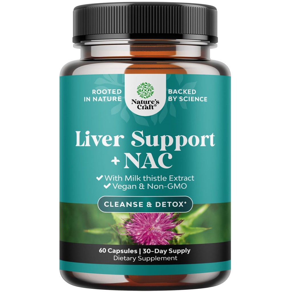 肝脏支持 NAC 配以 Milk Thetle 的 Liver Cleanse Detox & 修补 - N Acetyl Cysteine 配以 Turmeric, Choline, Dandelion & L-Glutathione 的 Liver Cleanse 补充 - 60 计数