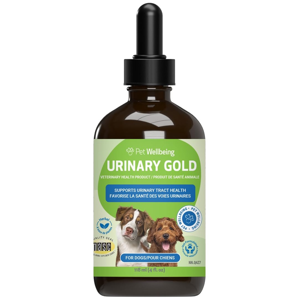 Pet Welling 尿液金换狗 - Vet-Formulated 多Herb尿液纹样支持 - Bladder健康与尿液系统井 - 综合犬补充 - 液态4 oz (118 ml)