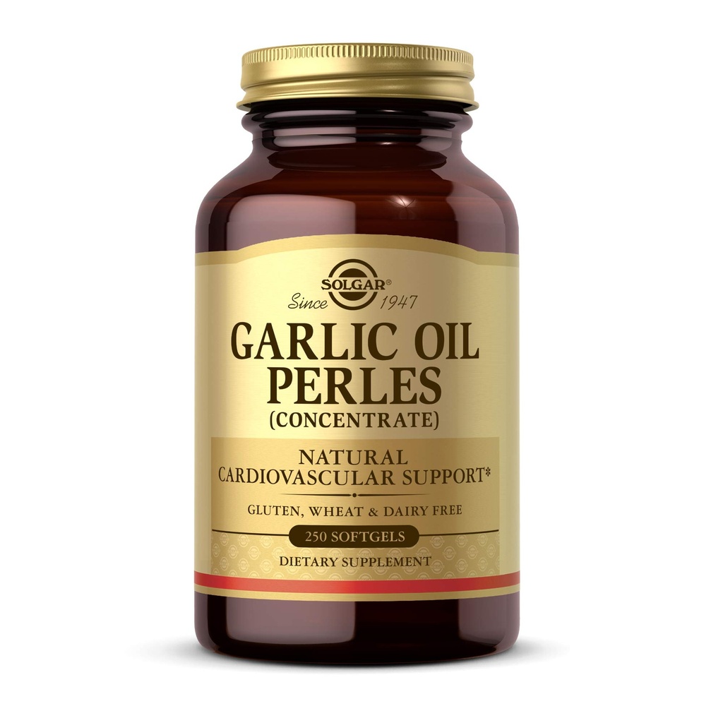 Solgar Garlic Oil Perles,250软胶 - 自然心血管支持 - Garlic Oil Community, 减少食用油 - Gluten Free, 奶制品 Free - 250 services