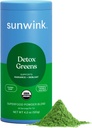 Sunwink Detox粉绿 - 有机绿地超级食品粉绿地 Debloat - 超级绿地粉绿地w/Celery, Dandelion, spirulina - Gentle Detox的每日绿地粉绿地粉绿地 - 4.2 oz (20位服务生)