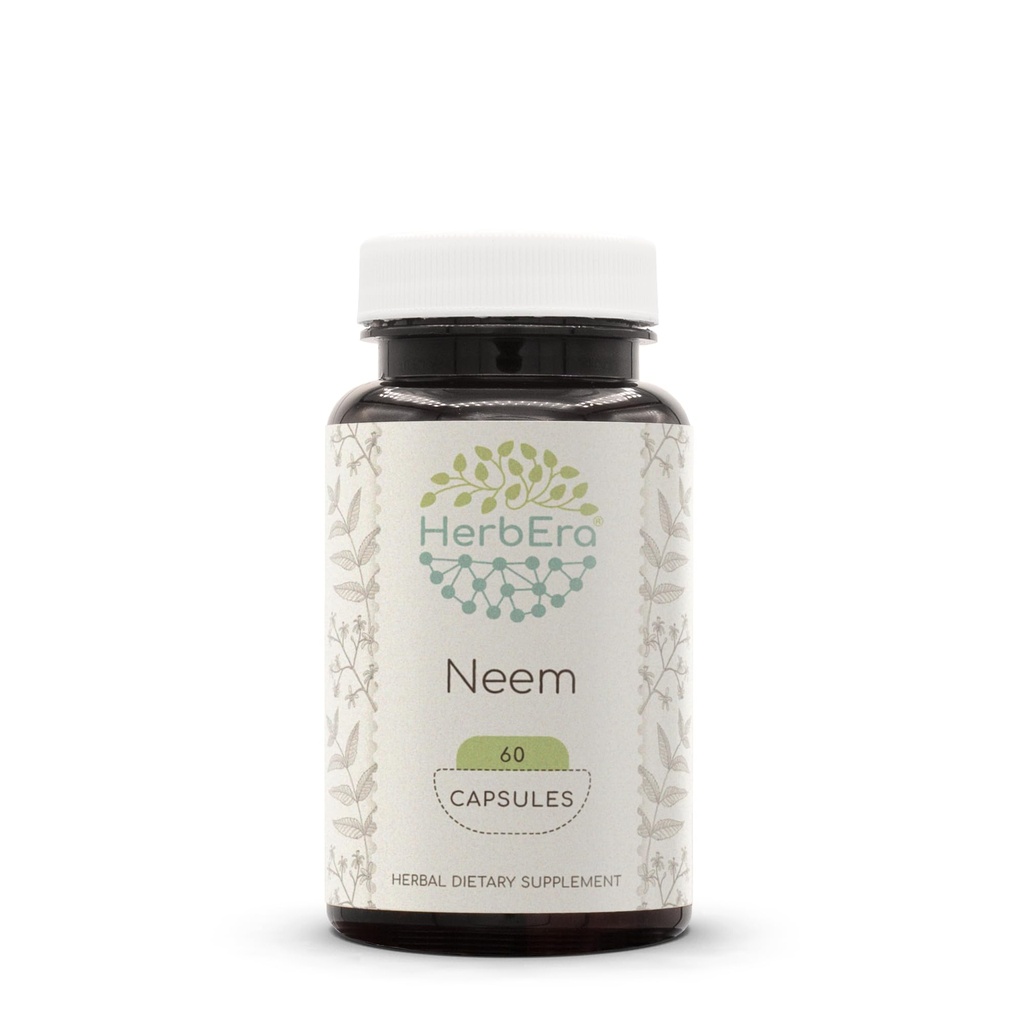 HerbEra Neem 60卡普尔,500毫克,Neem (Azadirachta Indica) 干叶(60卡普尔)