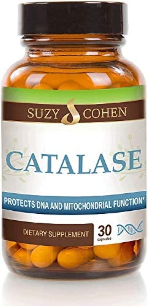 Suzy Cohen Catalase 12,500 CATu 饮食补充,Liver Enzyme,中和过氧化氢,支持皮肤,头发,和整体健康,30 延后释放卡普尔