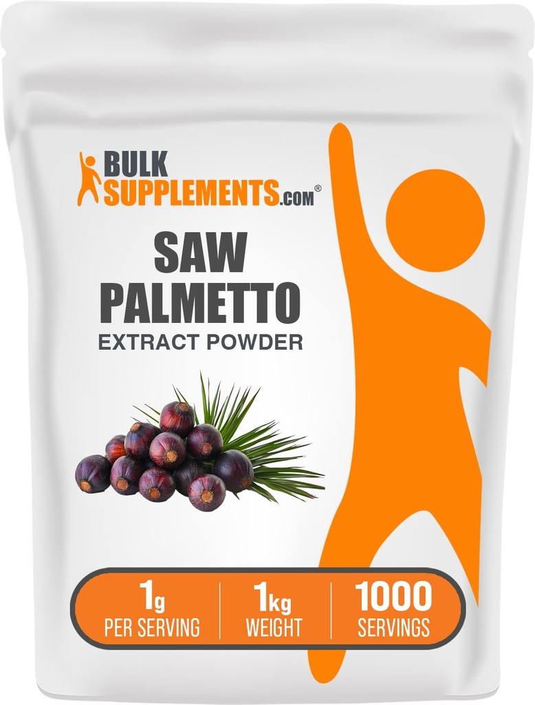 Bulk Assupports.com Saw Palmetto 提取粉末 - Serenoa Repens, Saw Palmetto 补充剂,草药补充剂 - Vegan & Gluten Free, 每架服役1克, 1kg(2.2磅)(包1)