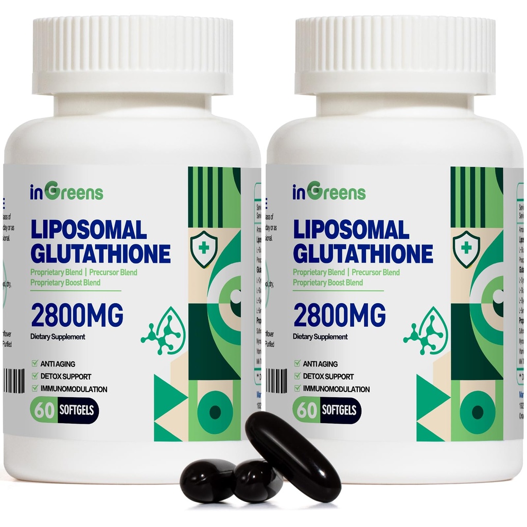 2800 MG Liposomal Glutathione 补充剂、解毒和免疫、老化防御、能源、Glutathione 独特制剂