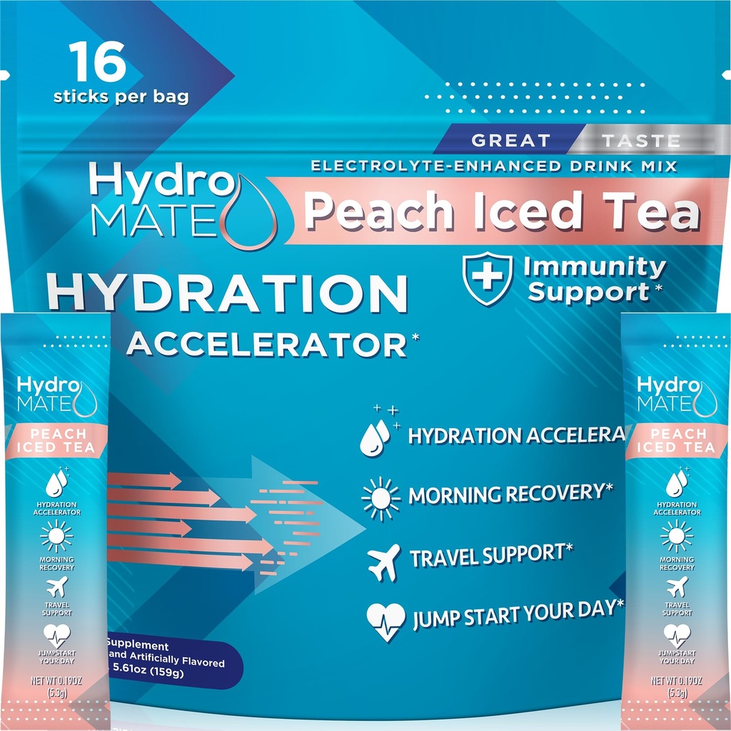 HydroMate 电解石 粉桃 茶水分包 低糖 16 计数