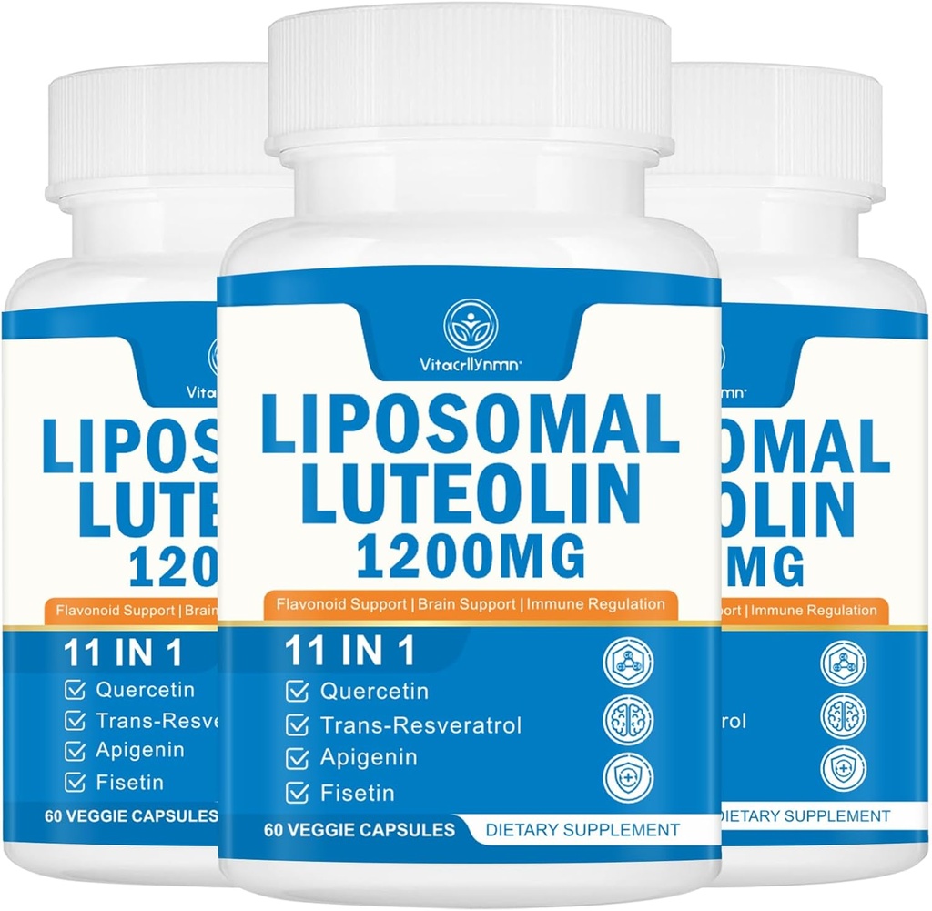 1200MG Liposomal Luteolin 补充剂 - 最大吸收,抗氧化剂促进大脑180盖